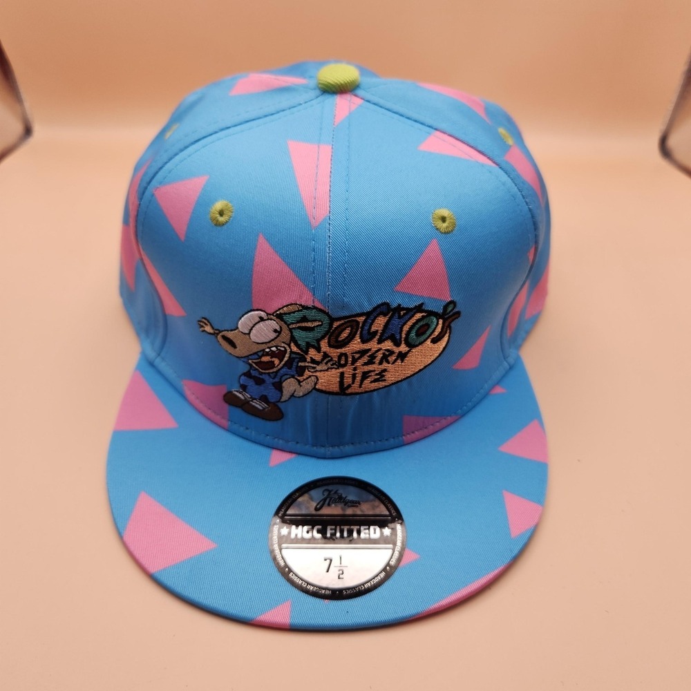 Rocko's Modern Life Hat Cap Fitted Mens 7 1/2 Blue Cartoon Headgear Classics